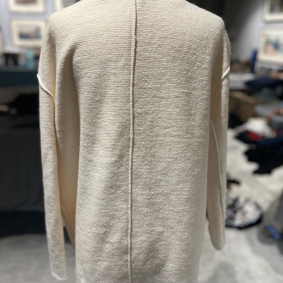 Ivory Zara Oversized Knit Blazer w Silver Buttons. Double breasted. - Picture 7 of 8